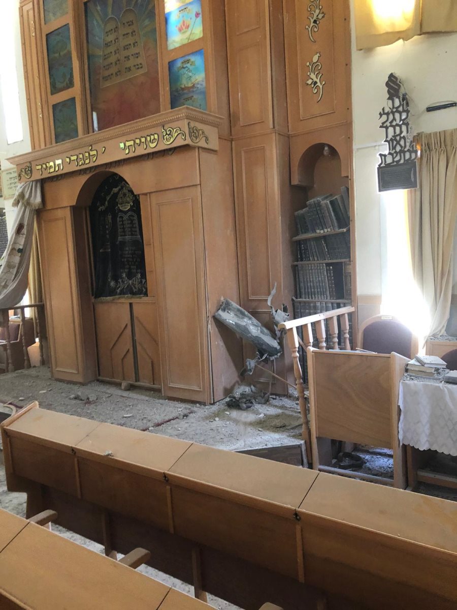 הפגיעה בבית הכנסת | צילום: דוברות עיריית אשקלון